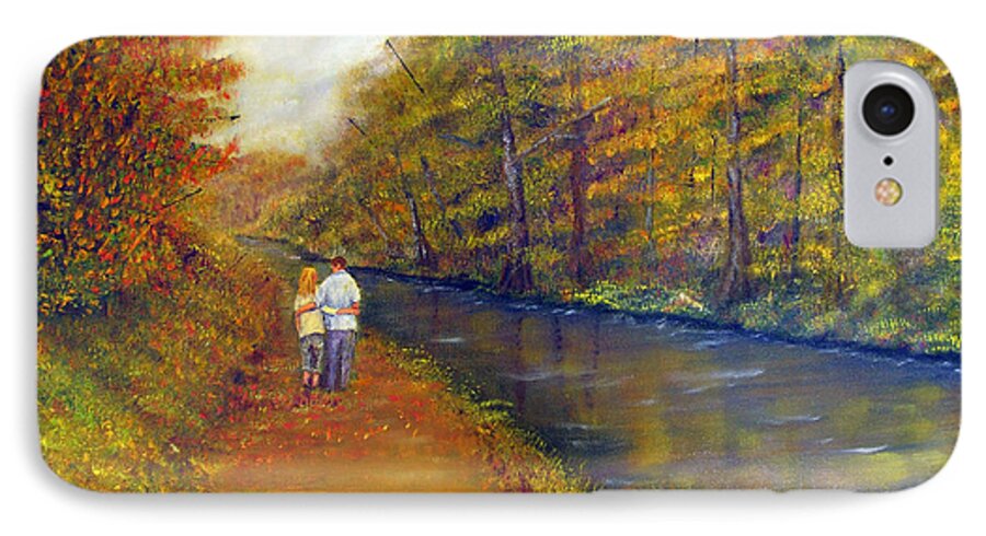 Loretta Luglio iPhone 8 Case featuring the painting Autumn On The Towpath by Loretta Luglio