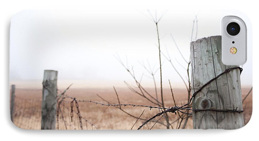 Barbed Wire iPhone 8 Case featuring the photograph Barbed Wire Fence in the Fog by Todd Aaron