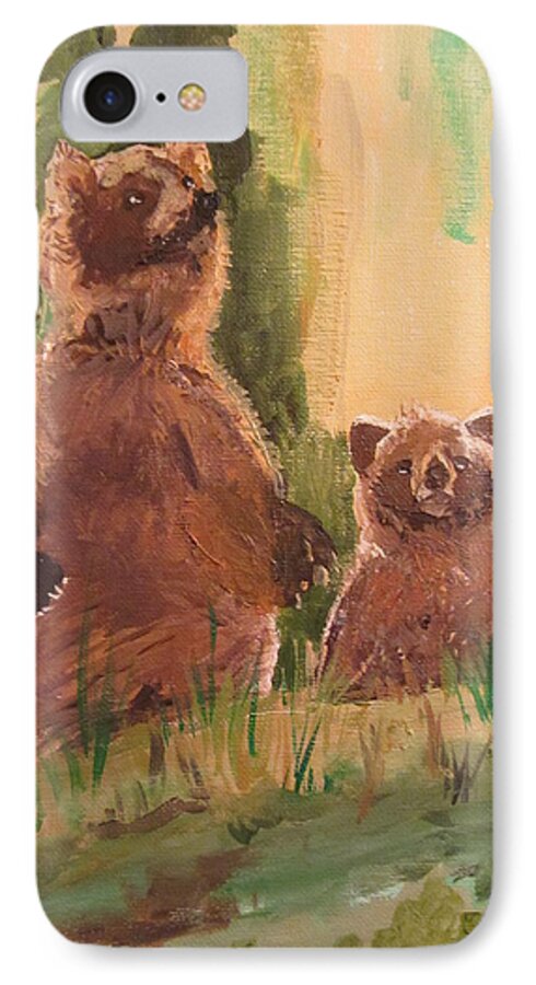 Animals iPhone 8 Case featuring the painting Bear Encounter by Dody Rogers