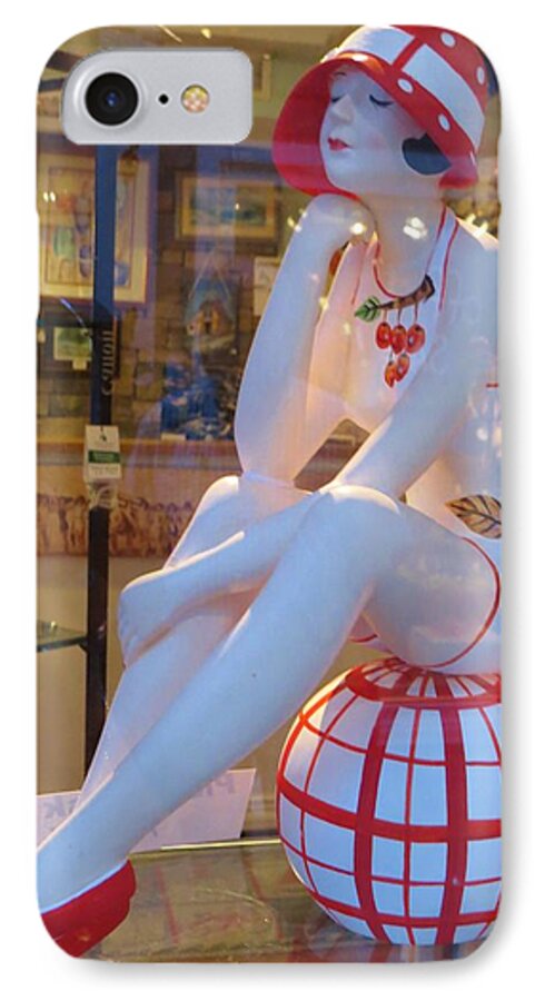 Lady iPhone 8 Case featuring the photograph Beauty in Store Front Window by Jeanette Oberholtzer