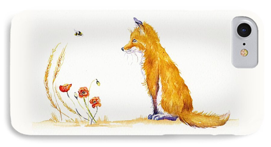 Fox iPhone 8 Case featuring the painting Bee a Summer Fox by Debra Hall
