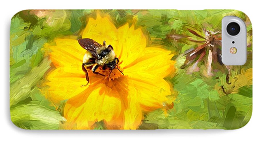 Digital Art iPhone 8 Case featuring the photograph Bee on Flower Painting by Ludwig Keck