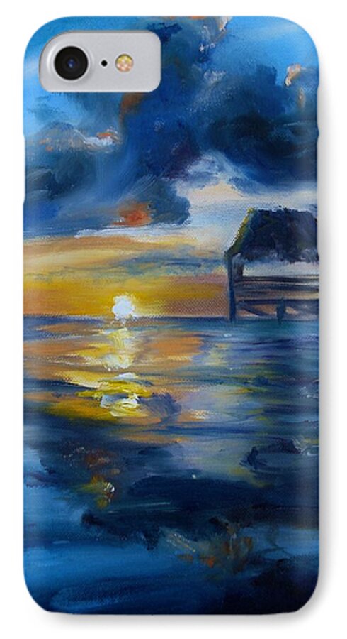 Belize iPhone 8 Case featuring the painting Belizean Sunrise by Donna Tuten