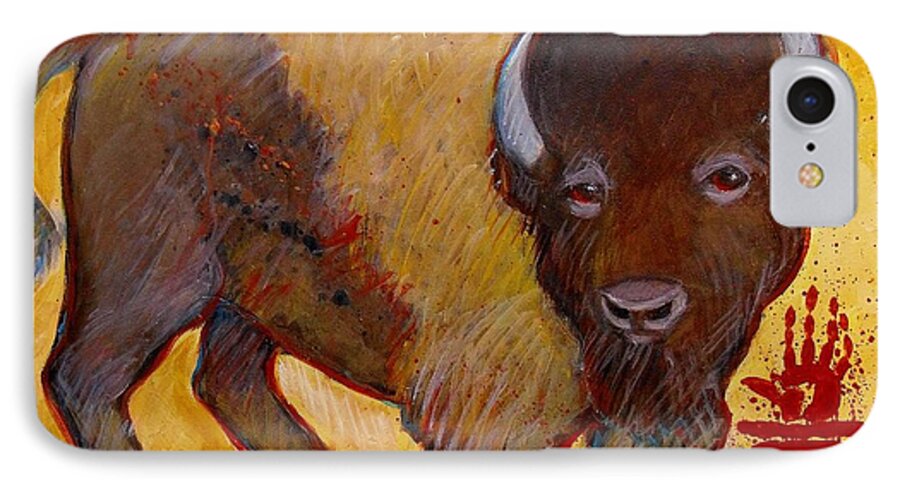 Buffalo iPhone 8 Case featuring the painting Big Tatanka Buffalo by Carol Suzanne Niebuhr