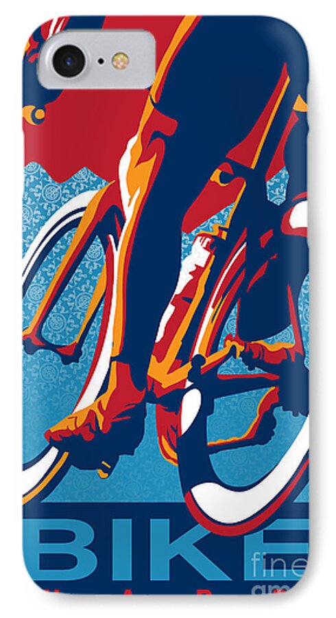 Retro Cycling Poster iPhone 8 Case featuring the painting Bike Hard by Sassan Filsoof