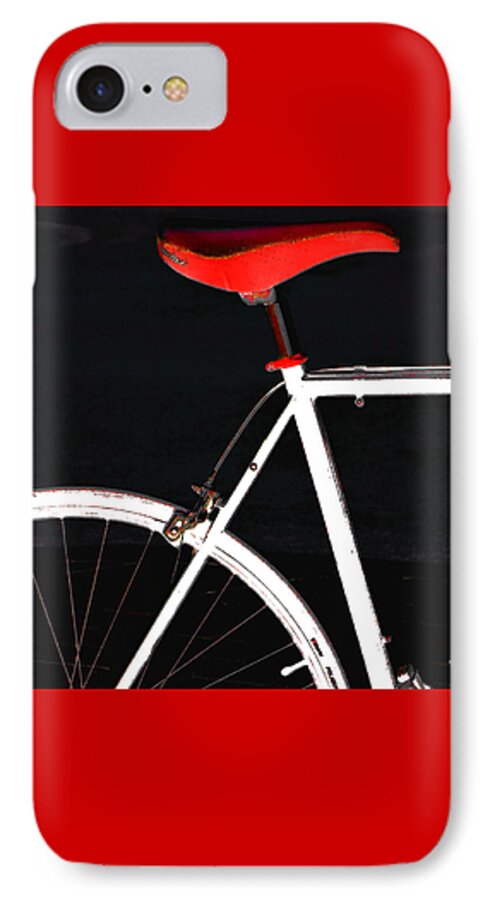 Bicycle iPhone 8 Case featuring the photograph Bike In Black White And Red No 1 by Ben and Raisa Gertsberg
