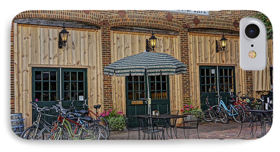 Bike Rental iPhone 8 Case featuring the photograph Bike Shop Cafe Katty Trail St Charles MO DSC00860 by Greg Kluempers