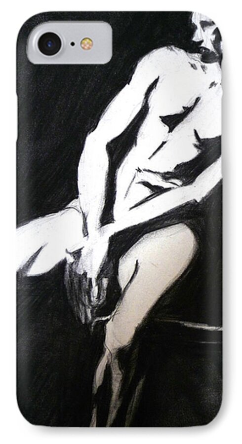 High Contrast iPhone 8 Case featuring the drawing Black and White by Joan Jones