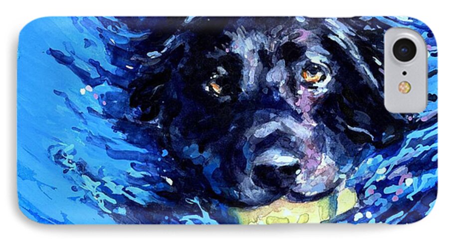 Black Lab iPhone 8 Case featuring the painting Black Lab Blue Wake by Molly Poole