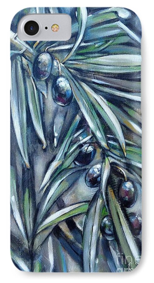 Olives iPhone 8 Case featuring the painting Black Olive Branch 200210 by Selena Boron