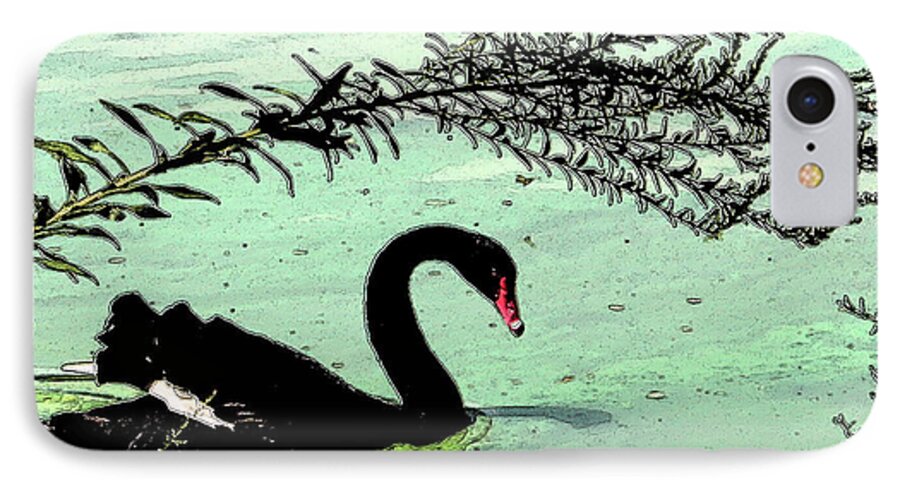 Black Swan iPhone 8 Case featuring the photograph Black Swan2 by Janet Greer Sammons