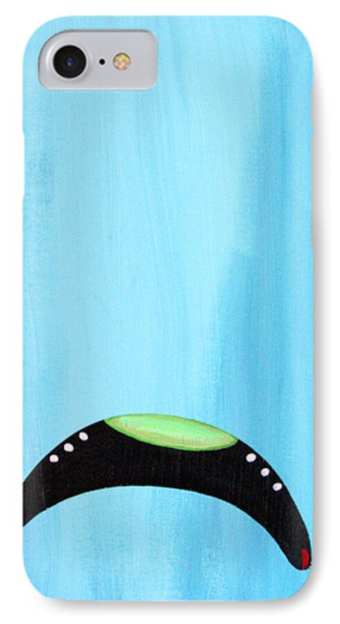 Ufo iPhone 8 Case featuring the painting Blue Raspberry UFO by John Ashton Golden