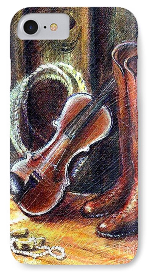Boots iPhone 8 Case featuring the painting Boots and Pearls by Barbara Lemley