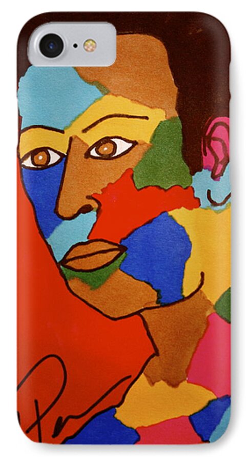 Colors iPhone 8 Case featuring the drawing Bottlenecked Man by Chrissy Pena