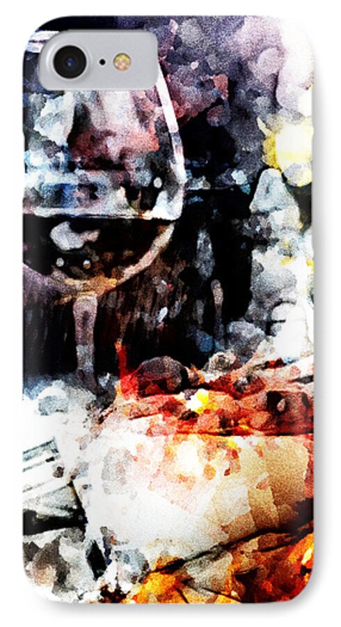 Bruschetta iPhone 8 Case featuring the digital art Bruschetta and Red Wine by Andrea Barbieri