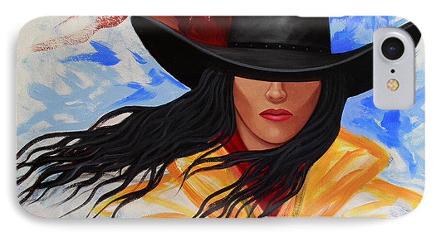 Cowgirl iPhone 8 Case featuring the painting Brushstroke Cowgirl #3 by Lance Headlee