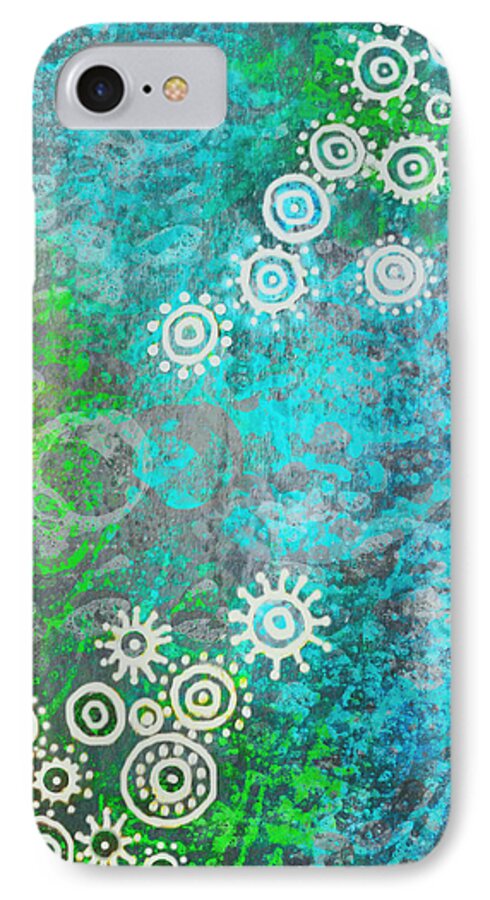 Bubbles. Green iPhone 8 Case featuring the painting Bubble's world by Shabnam Nassir