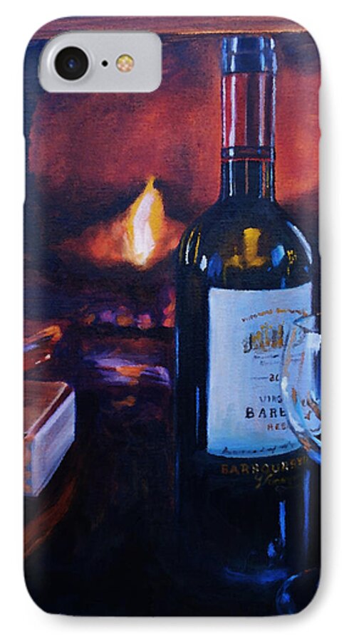 Wine iPhone 8 Case featuring the painting By the Fire by Donna Tuten