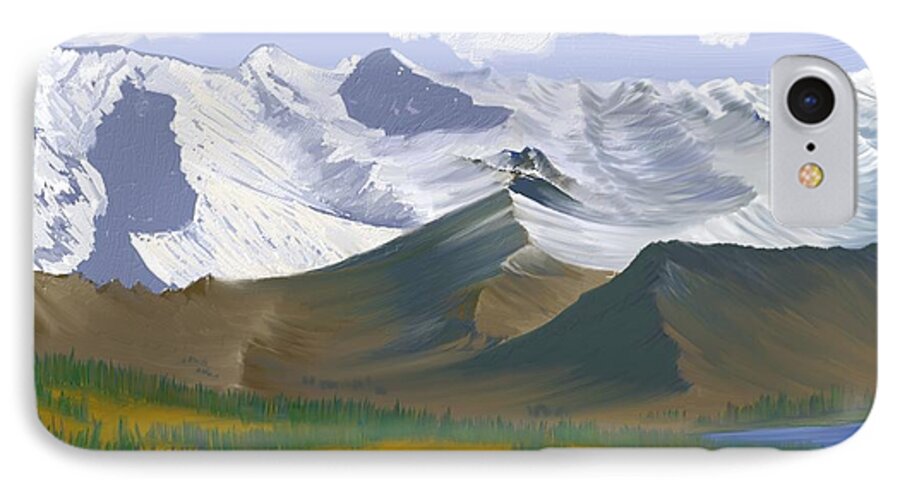 Landscape iPhone 8 Case featuring the digital art Canadian Rockies by Terry Frederick