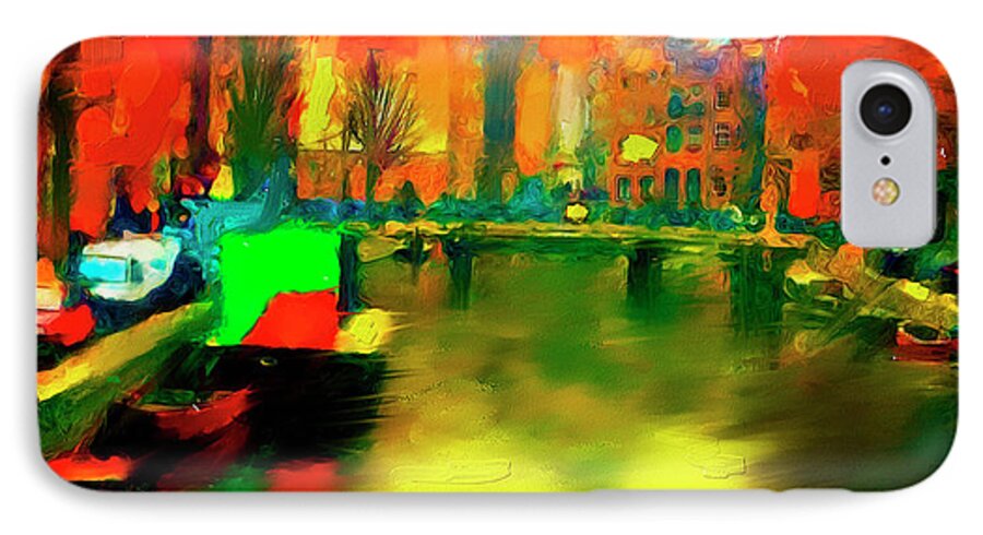 Amsterdam Art Paintings iPhone 8 Case featuring the painting Canals Of Amsterdam by Ted Azriel