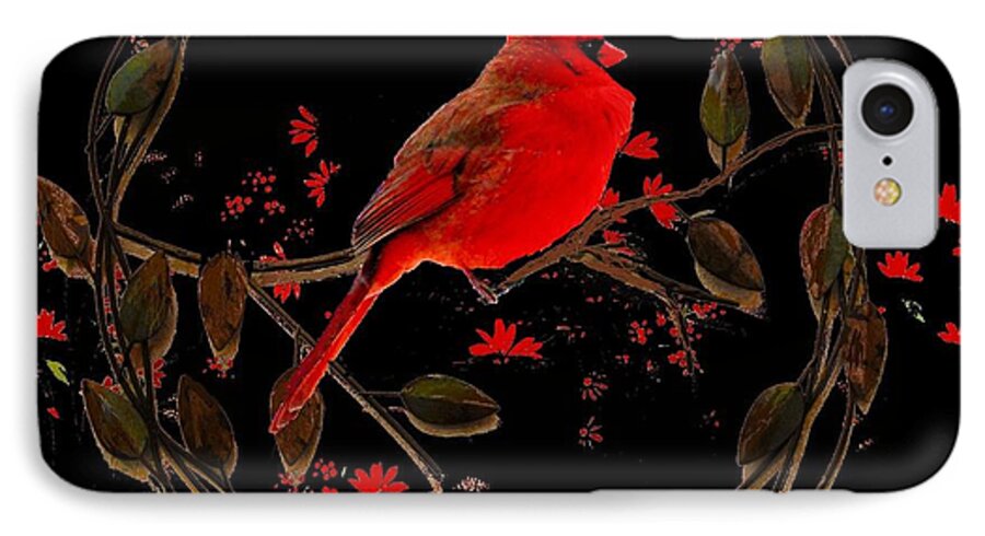 Male iPhone 8 Case featuring the photograph Cardinal on Metal Wreath by Janette Boyd