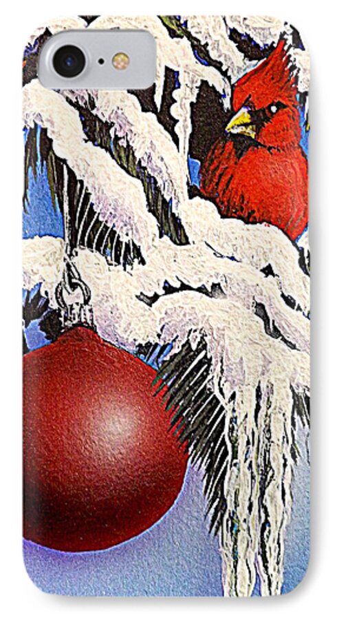 Cardinal iPhone 8 Case featuring the painting Cardinal One Ball by Darren Robinson