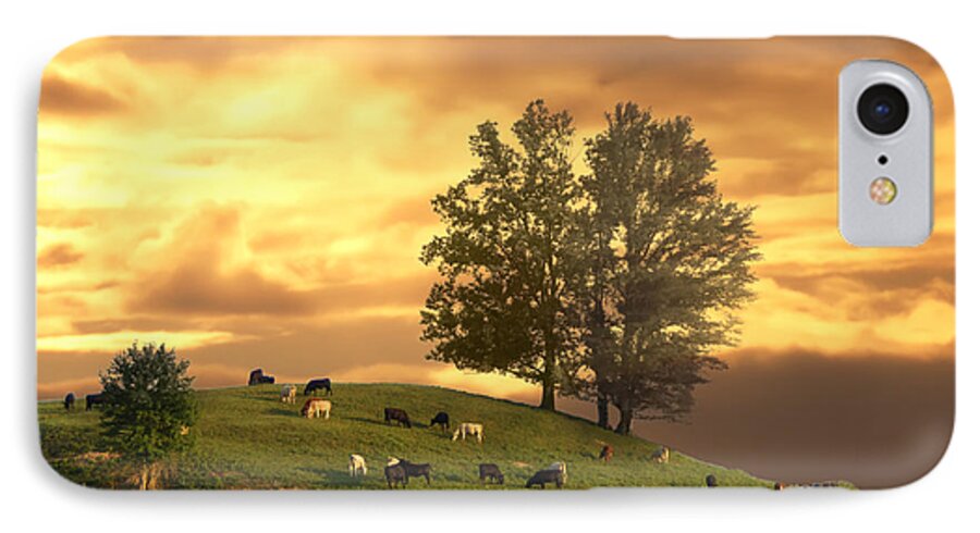 Cattle iPhone 8 Case featuring the photograph Cattle on a Hill by Randall Branham