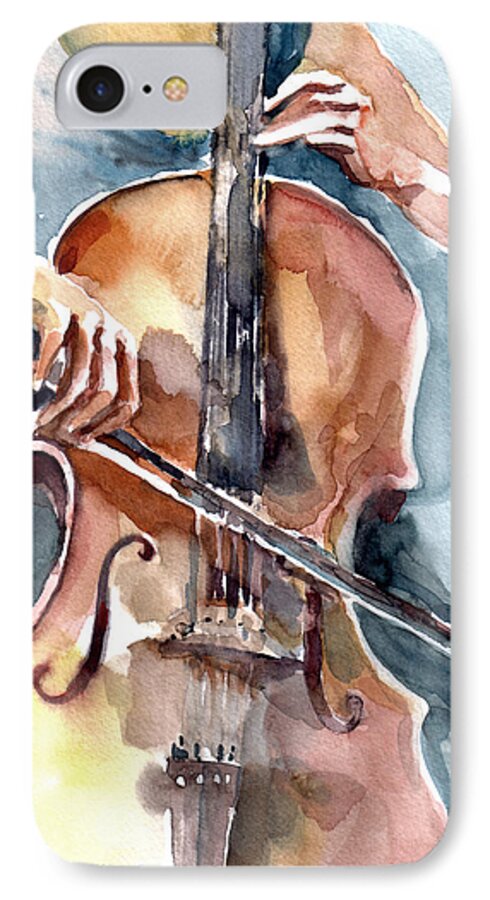 Cello iPhone 8 Case featuring the painting Cellist by Faruk Koksal