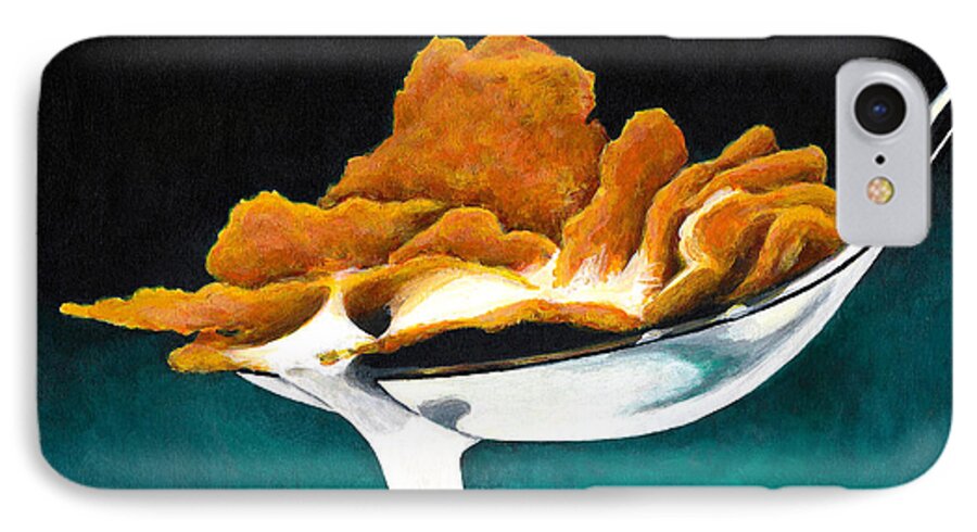 Painting iPhone 8 Case featuring the painting Cereal In Spoon With Milk by Janice Dunbar