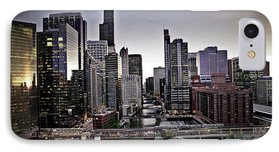 Chicago iPhone 8 Case featuring the photograph Chicago at Dusk by Linda Matlow