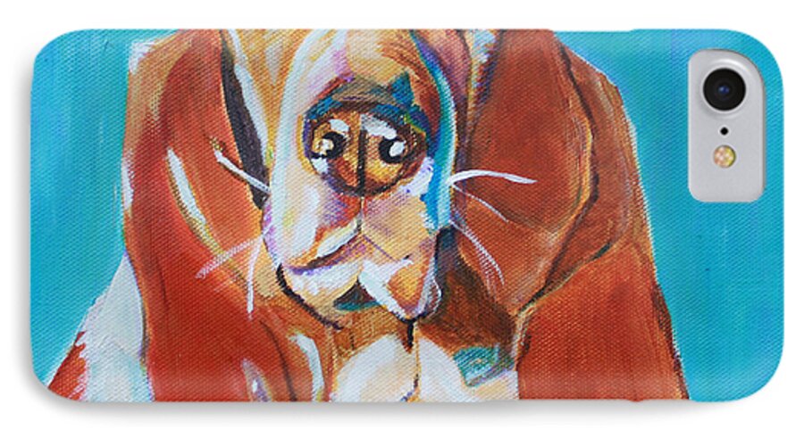 Acrylic iPhone 8 Case featuring the painting Chleo the Basset Hound by Christiane Kingsley