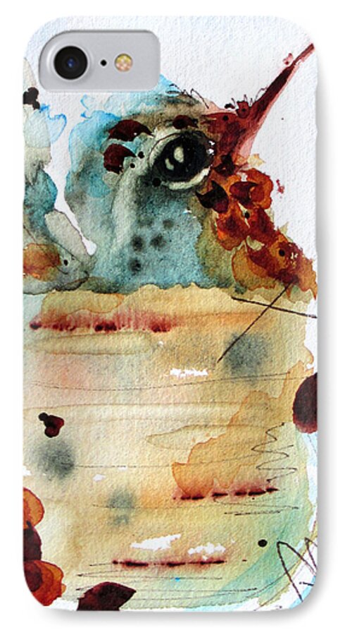 Nesting Hummingbird iPhone 8 Case featuring the painting Chloe Nesting by Dawn Derman