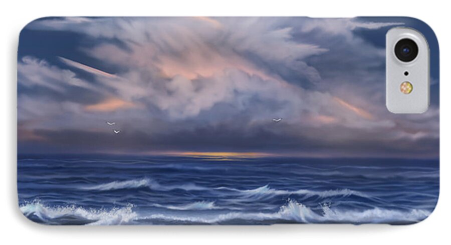 Seascapes iPhone 8 Case featuring the painting Cloud Burst by Sena Wilson