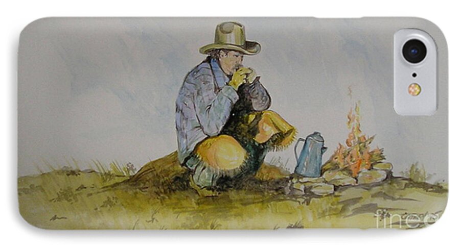 Cowboy iPhone 8 Case featuring the painting Coffee break by Catherine Howley