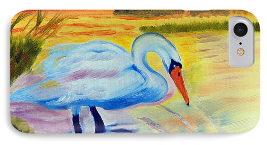 Swan iPhone 8 Case featuring the painting Color My World by Meryl Goudey