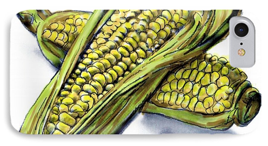 Corn iPhone 8 Case featuring the digital art Corn Study by Ric Darrell