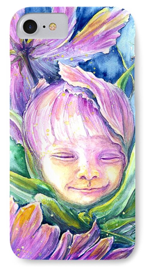 Baby Portraits iPhone 8 Case featuring the painting Cosmos Bud by Ashley Kujan