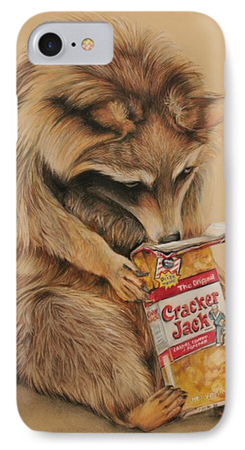 Crack Jack iPhone 8 Case featuring the drawing Cracker Jack Bandit by Jean Cormier
