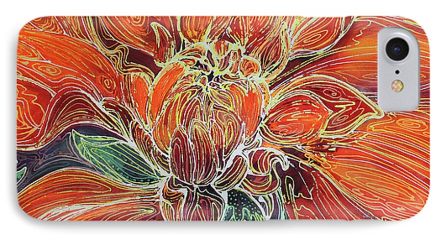 Dahlia iPhone 8 Case featuring the painting Dahlia Floral Abstract by Marcia Baldwin