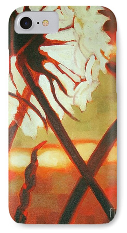 Dandelion Puff iPhone 8 Case featuring the painting Dandelion at Last Light by Janet McDonald