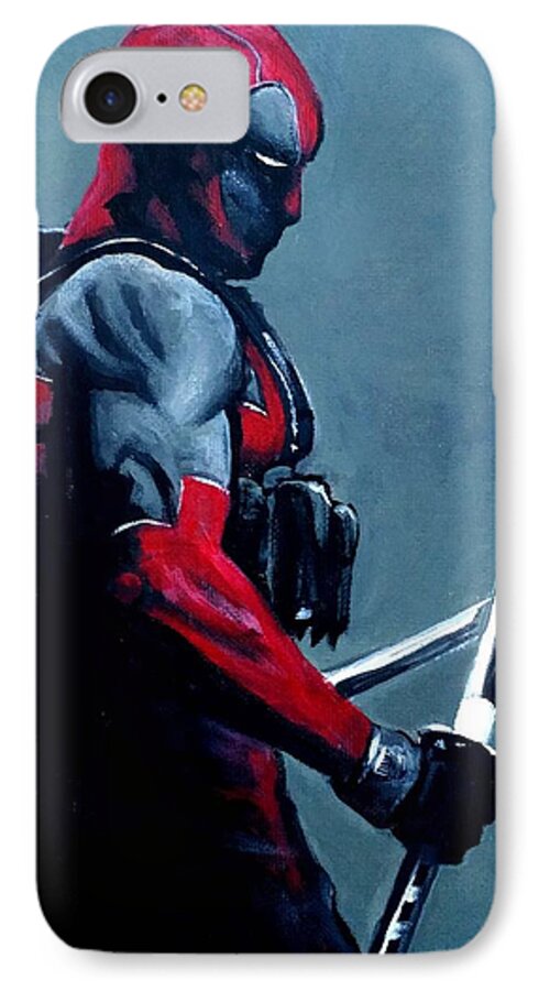 Deadpool iPhone 8 Case featuring the painting Deadpool by Tom Carlton