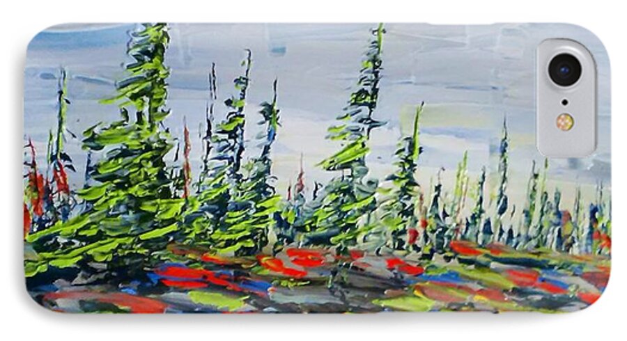 Impressionist Northern Landscape Canadian Abstract Group Of Seven iPhone 8 Case featuring the painting Decorative Churchill Tree Line by Desmond Raymond