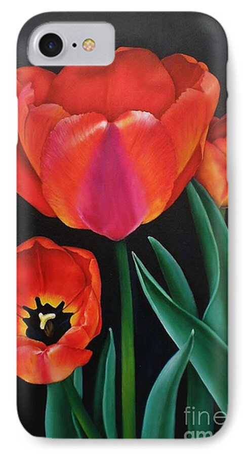 Flower iPhone 8 Case featuring the painting Dressed in red by Paula Ludovino