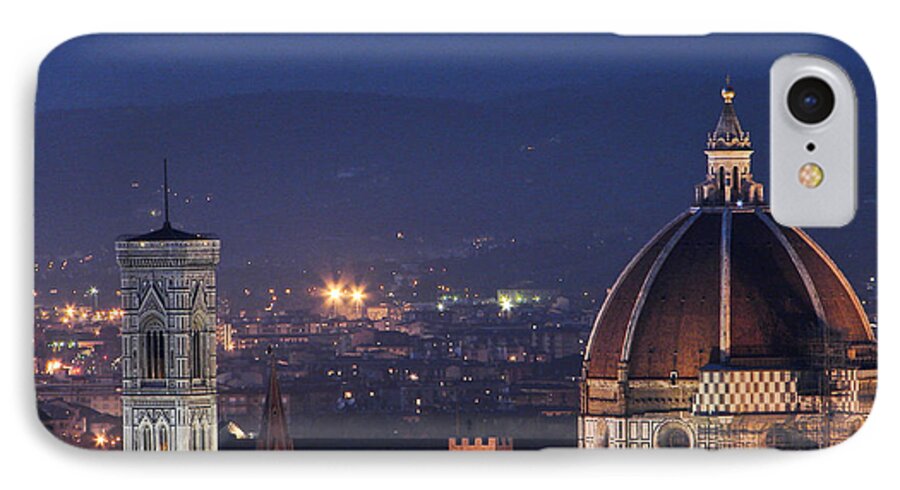 Duomo iPhone 8 Case featuring the photograph Duomo at Night Florence Italy by Sally Ross