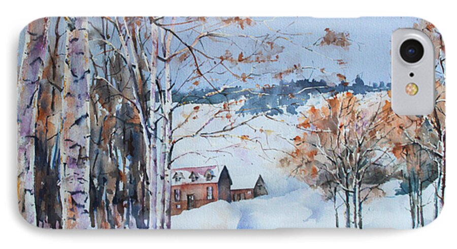 Birch Trees iPhone 8 Case featuring the painting Early Winter Day by Marta Styk