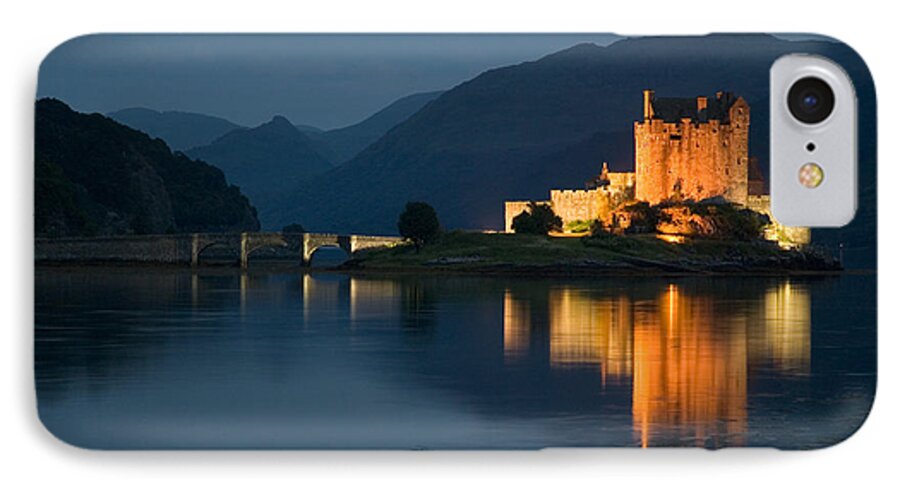 Eilean Donan Castle iPhone 8 Case featuring the photograph Eilean Donan Castle at Night by Jeremy Voisey