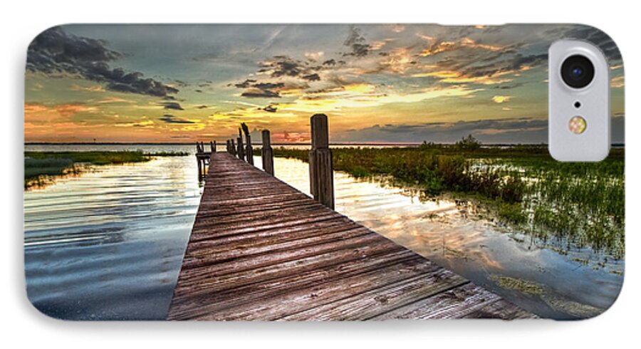Clouds iPhone 8 Case featuring the photograph Evening Dock by Debra and Dave Vanderlaan