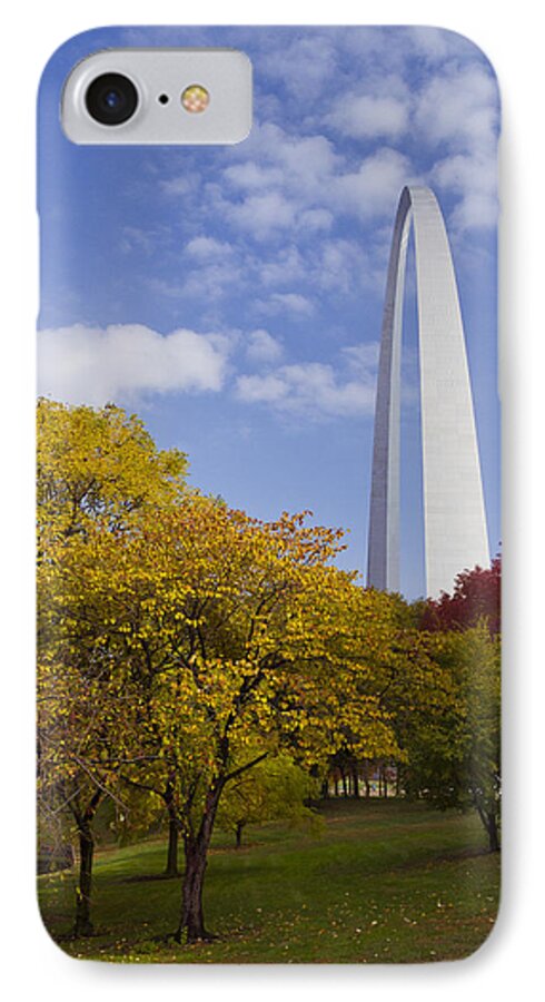 Autumn Colors iPhone 8 Case featuring the photograph Fall at the St Louis Arch by Garry McMichael