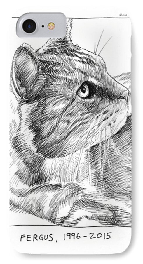 Steve Hunter Creates Art Kitten Cat Fergus Ink iPhone 8 Case featuring the painting Fergus by Steve Hunter