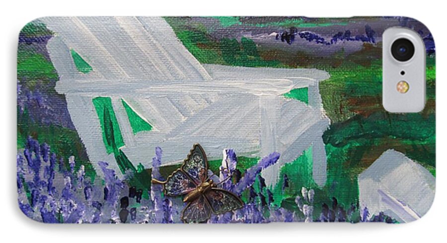 Chair iPhone 8 Case featuring the painting Field of Lavender by Susan Voidets